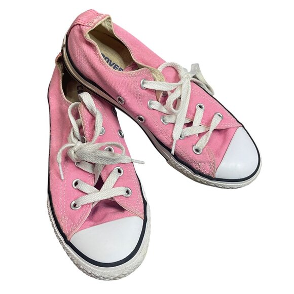 Converse Chuck Taylor All Star Low Top Sneakers Girls Size 1 Pink Canvas Lace Up - Picture 1 of 9